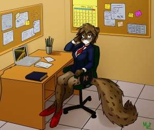 Kat in the office