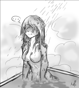 Kat taking a shower