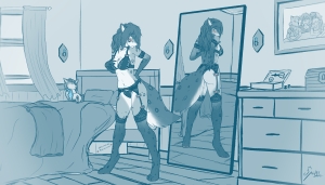 Kathrin looking in the mirror (2-3)