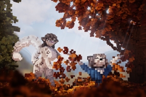 Playing in the leaves
