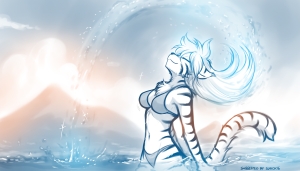Tigress Trace Swimming