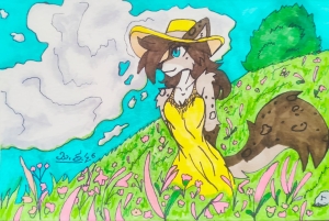 Sundress kat in a open field !