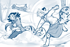Snow Leopard Snowball Fight