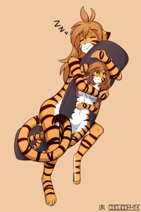 Flora's nap with her body pillow Colored