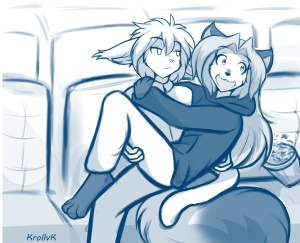 Laura and Keith at a Horror Movie